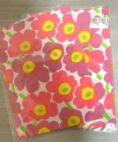 マリメッコ♪2枚組生地 ミニウニッコ　50×70→2点セット ピンク