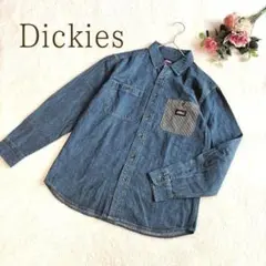 【ディッキーズ】メンズ デニム 長袖 シャツ Mサイズ ポケット2つ