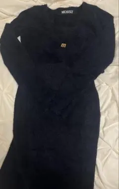 MICHISLYネイビー カーディガン付きワンピース ニット