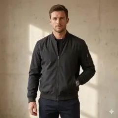 良品★ZARA MAN ザラ MA-1 フライトジャケット メンズＬ カーキ