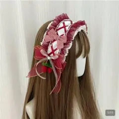 ヘッドドレス　レッド　赤　ロリータのサムネイル