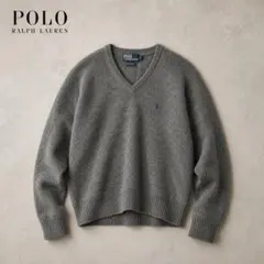 ▽Polo by Ralph Lauren ラムウール Vネックニットグレー Lのサムネイル