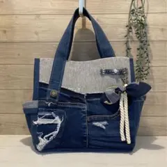 Ｎｏ．652 ハンドメイド デニムリメイクバッグ リメイクデニムバッグ サコシュ