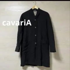 cavariA★リネン 麻 ライトアウター ロングコート 羽織 ブラック