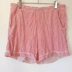 ショートパンツ ボーダー L 赤 白 ルームウェア パジャマ パジャマパンツ