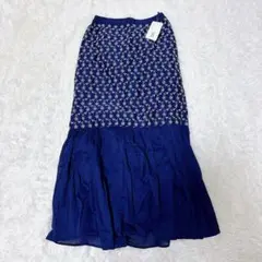 新品　SUGAR SPOON 花柄刺繍 ネイビー ロングスカート