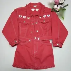 ミニケー　ジャケット　スカート 110　ハート刺繍フリル 　希少