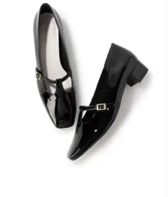 Launa lea 3cmスクエアトゥ Tストラップ パンプス　ブラック 箱あり