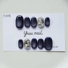 ネイルチップ　マグネットネイル　ネイビー　埋め尽くしネイル　y2k 推し活