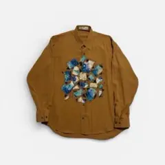 90s BALENCIAGA アートプリント　長袖　シャツ　メンズM ブラウンのサムネイル
