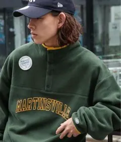 DISCUS/フリースハーフスナップロゴプリント