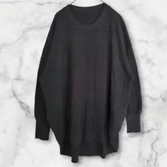 ★【ロートレアモン】オーバーサイズニットラウンドネック無地薄手春秋冬黒38(M)
