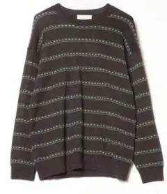 アダムエロペ　トライバルボーダー クルーネックプルオーバー　L　ニット