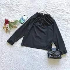 ブラウス ギャザー 長袖 L シンプル オフィス 通勤 フォーマル セレモニー