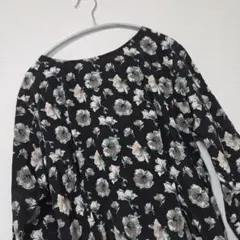 花柄七分袖ロングワンピース