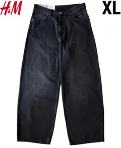 新品 H&M バギーデニム ブラック XLサイズ W34のサムネイル