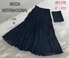 MODA INTERNATIONAL ポーチ付　ブラック プリーツスカート M