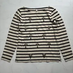 J.CREW ボーダー ビジュー装飾トップス S（H386）のサムネイル