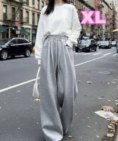 スウェットパンツ レディース グレー 部屋着 レッスン着 スタイルアップ XL