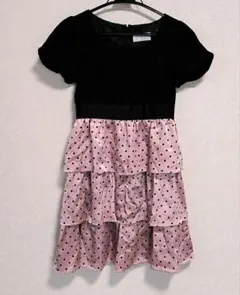 2枚セット フリル付きドット柄ワンピース