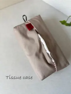 ティッシュケース/11号帆布/ハンドメイド/ペールベージュ