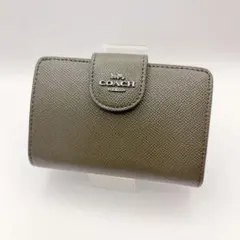 ⭐️SALE⭐ コーチ　二つ折り財布 ミディアム コーナージップ カーキ系6390