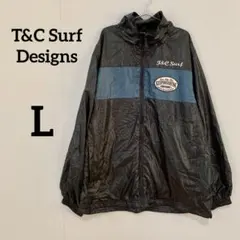 【T&C Surf Designs】ナイロンジャケット 刺繍ロゴ ブラック Lのサムネイル