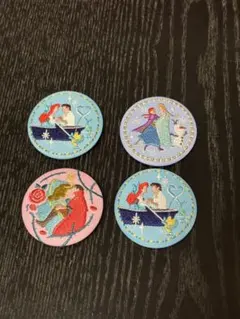 ディズニー刺繍缶バッジ　オーロラ姫　アリエル　美女と野獣　ラプンツェル