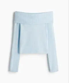 H&M オフショルダーセーター ライトブルー