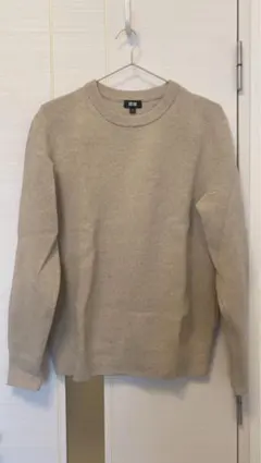 UNIQLOウォッシャブルミラノリブクルーネックセーター M ベージュ