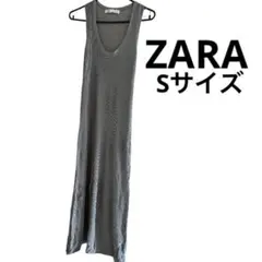 ZARA ノースリーブ リブ ロングワンピース