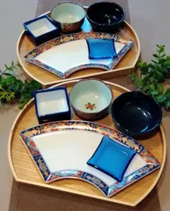 三洋陶器 龍峰窯 回転オードブル皿 盛皿 古伊万里 大皿 色絵 花柄