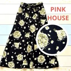 PINK HOUSE ピンクハウス 花柄 Aラインスカート リボン紐 日本製のサムネイル