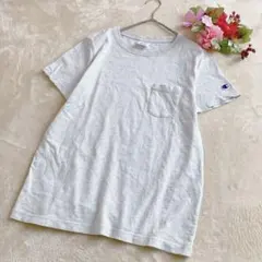 【Championチャンピオン】半袖Tシャツ 胸ポケット ライトグレー M