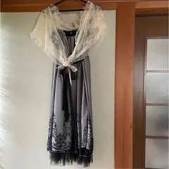 パウダーシュガー　ドレス　ワンピース　グレー　ショール　結婚式　イベント　同窓会のサムネイル