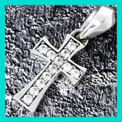 定価3.9万★Justin Davis ジルコニア装飾クロスネックレス（クリア）