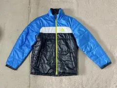 adidas アディダス 中綿ジャケット 150 キッズ 青×黒 美品 防寒 冬