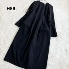雑誌掲載 定価4.4万 HER. ボーンデザインワンピース ロング ブラック