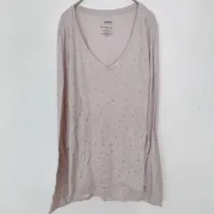ソノマ 長袖カットソー Vネック 長袖 ドット XL 桃 綿混 デイリー