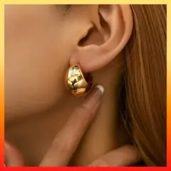 フープピアス ゴールド ステンレス ぽってり ゴールド 可愛い 韓国 シンプル