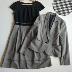 極美品★大きいサイズ 13号 XL ワンピーススーツ ママスーツ 千鳥格子