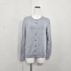 ユニクロ UVカット ニットカーディガン クルーネック グレー（L）