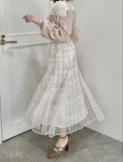 【dazzlin】 エンブロイダリーツイードライクシアースカートチェックのサムネイル