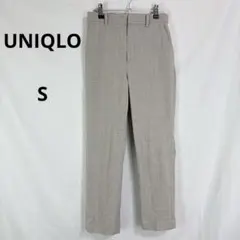 UNIQLO◇ユニクロ　チェック柄　テーパードパンツ【S】ベージュ　カジュアル