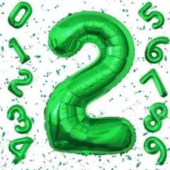 最終価格！数字バルーン グリーン アルミ風船 誕生日 ナンバー2 大きい数字風船