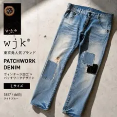 ✨wjk✨5857 ds05j パッチワーク ダメージデニム スキニー L