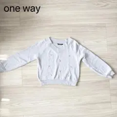 ビーズ装飾 ライトグレー Vネック ニット one way
