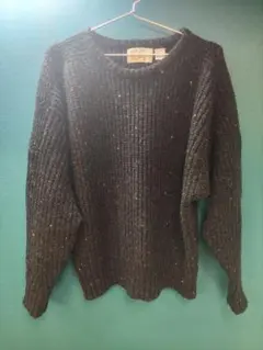 ミリタリー風　ネップ糸鹿の子編みニット