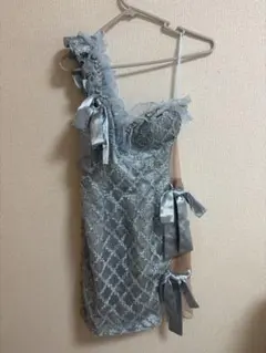 水色フリル付き タイトドレス