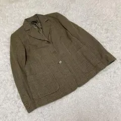 Calvin Klein テーラードジャケット　チェック柄　カーキ　サイズ6